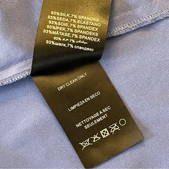 Bebe Cornflower Blue Silk Ruffle Off Shoulder Top (S) - Picture 10 of 11